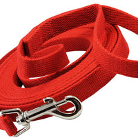 Dog Leash 3/4" Wide Cotton Web 15 Ft Long Red for Training Swivel Locking Snap