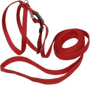 Nylon 8-Shape Adjustable Dog Harness and 6ft Leash Set XSmall Red