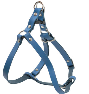 Genuine Leather Adjustable Step-in Dog Harness 2 Sizes Small XSmall [Blue]
