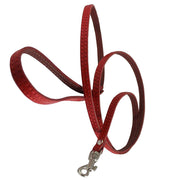 4' Genuine Leather Classic Dog Leash Red 3/8" Wide For Small Breeds and Puppies