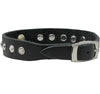 Genuine Soft Black Leather Crystal Glass Rhinestone Studded Dog Collar 7 Sizes