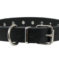 Genuine Soft Black Leather Crystal Glass Rhinestone Studded Dog Collar 7 Sizes