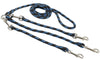 12" Braided Rope Three-Way Dog Leash Three Dog Coupler 3/8" Diam Blue with Black Medium