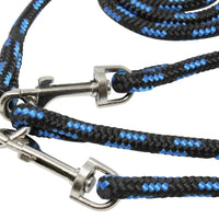 12" Braided Rope Three-Way Dog Leash Three Dog Coupler 3/8" Diam Blue with Black Medium