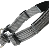 Soft Neoprene Padded Adjustable Reflective 1" Wide 2 Rings Design Dog Collar Grey 3 Sizes