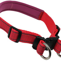 Soft Neoprene Padded Adjustable Reflective 1" Wide 2 Rings Design Dog Collar Red 3 Sizes