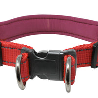 Soft Neoprene Padded Adjustable Reflective 1" Wide 2 Rings Design Dog Collar Red 3 Sizes
