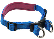 Soft Neoprene Padded Adjustable Reflective 1" Wide 2 Rings Design Dog Collar Blue 3 Sizes