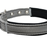 Soft Neoprene Padded Adjustable Reflective 1" Wide Classic Dog Collar Grey 3 Sizes