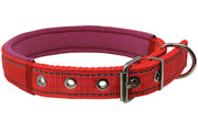 Soft Neoprene Padded Adjustable Reflective 1" Wide Classic Dog Collar Red 3 Sizes