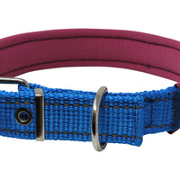 Soft Neoprene Padded Adjustable Reflective 1" Wide Classic Dog Collar Blue 3 Sizes