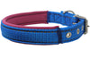 Soft Neoprene Padded Adjustable Reflective 1" Wide Classic Dog Collar Blue 3 Sizes