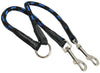 12" Long Braided Rope Double Dog Leash Two Dog Coupler 3/8" Diam Blue with Black Medium