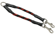 12" Long Braided Rope Double Dog Leash Two Dog Coupler 1/2" Diam Red with Black Large