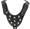 Black Genuine Leather Rhinestones Dog Harness for Small Dogs 13"-17.5" Chest