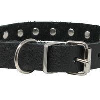 Genuine Soft Black Leather Crystal Glass Rhinestone Studded Dog Collar 7 Sizes