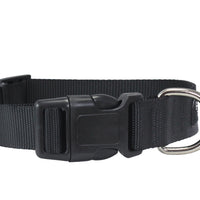 Classic Strong Black Solid Color Adjustable Quick Release Nylon Dog Collar Available in 3 sizes