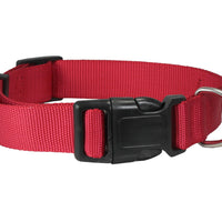 Classic Strong Solid Red Color Adjustable Quick Release Nylon Dog Collar Available in 3 sizes