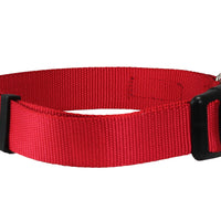 Classic Strong Solid Red Color Adjustable Quick Release Nylon Dog Collar Available in 3 sizes