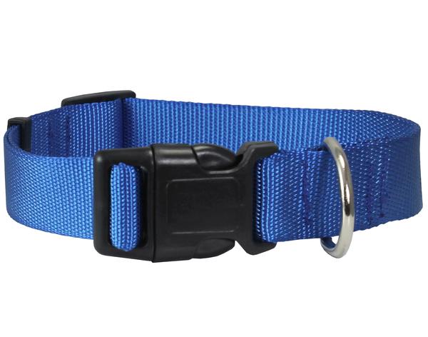 Classic Strong Solid Blue Color Adjustable Quick Release Nylon Dog Collar Available in 3 sizes