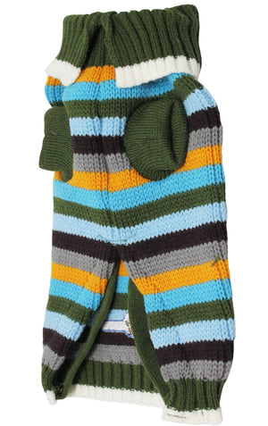 Dog Sweater Knitted Pullover Warm Winter Clothing Colorful Stripes Small Breeds